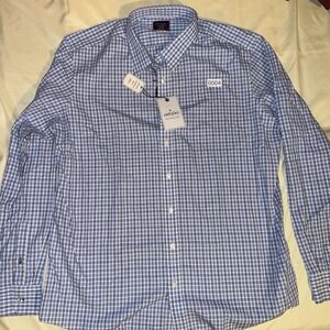 Untuckit Shirt Mens XXL Blue Plaid Wrinkle Free Relaxed Fit Long Sleeve NWT